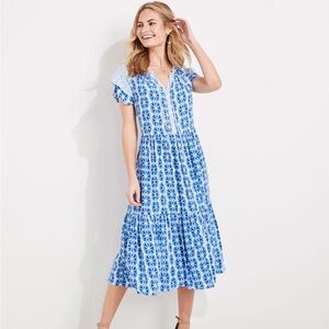 Vineyard Vines Watercolor Geo Print-Mixed Midi Dress.